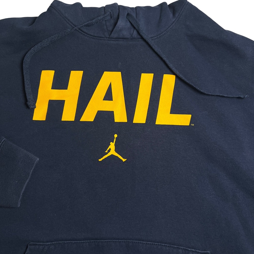 Michigan Wolverines Jordan Brand Hoodie Mens M Navy Blue Hail Slogan Jumpman